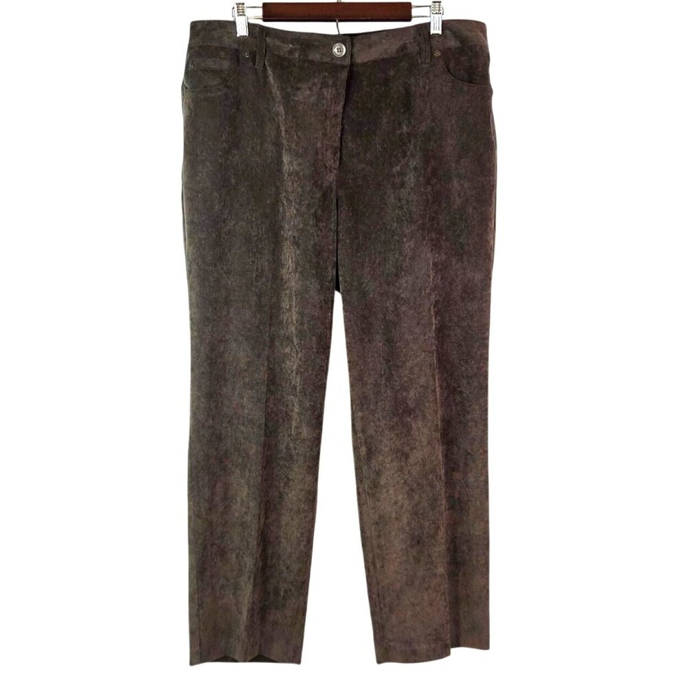 Larry Levine Woman Brown Corduroy Stretch Pants 18W Polyester Blend